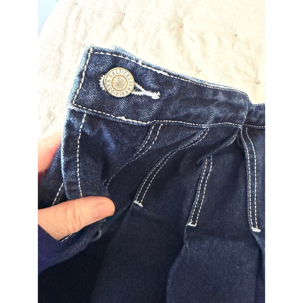 J.Galt Pleated Jean Skort Small Dark Blue Denim Cotton Y2K Micro Preppy Academia - Picture 4 of 10